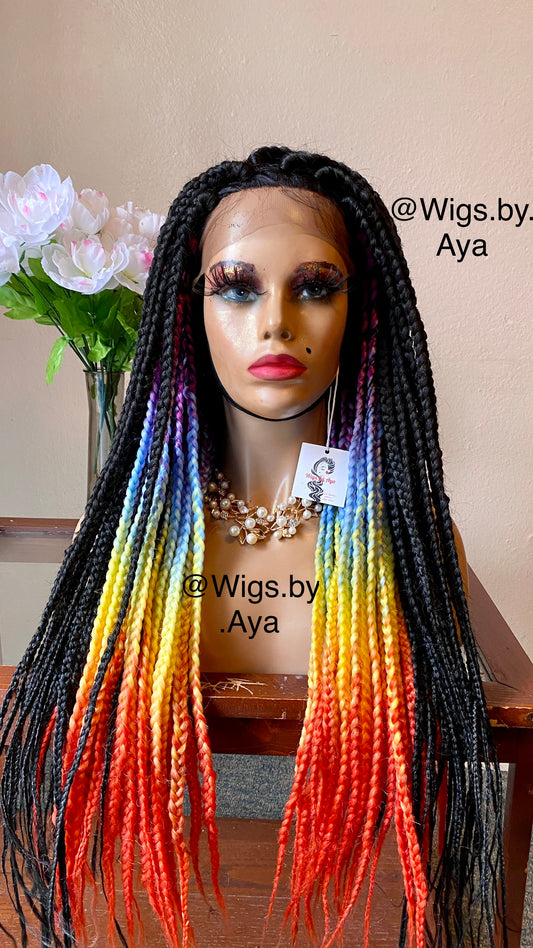 Full lace multicolor braided wig.