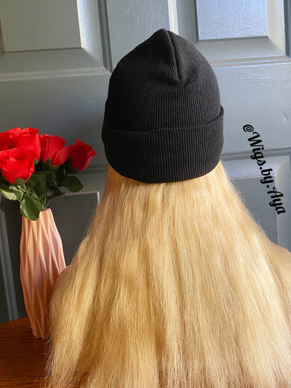 Beanie Hat soft human hair wig.