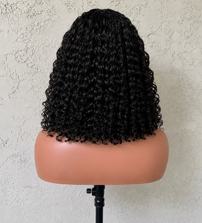 Human Hair Short Bob Lace Front Boho Braided Wig.