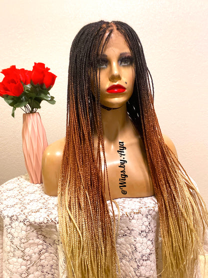 Full lace 3-tone small knotless braided wig.