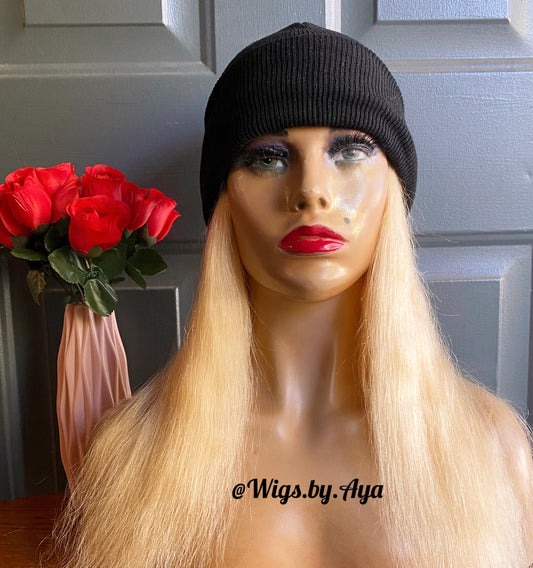 Beanie Hat soft human hair wig.