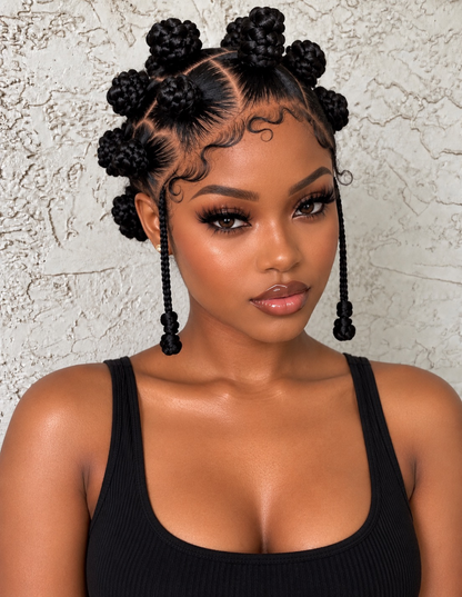 Bantu Knots Braided Wig | Glueless Protective Style Wig | Ready-to-Wear Protective Style.