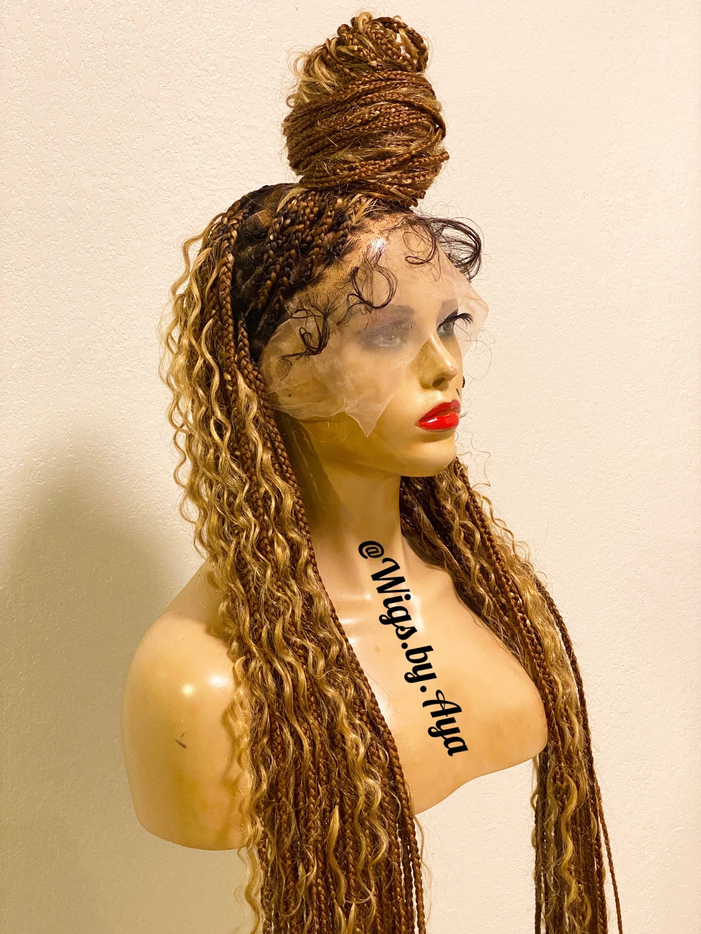 40” inches full lace human hair boho braided wig.