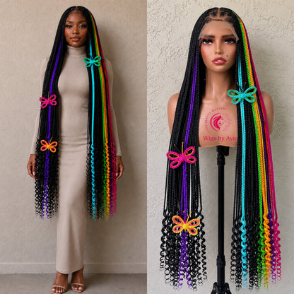 30-inch Luxury Full Lace Braided Wig with 3D Butterfly Braided Design, made with Full lace Human Hair.