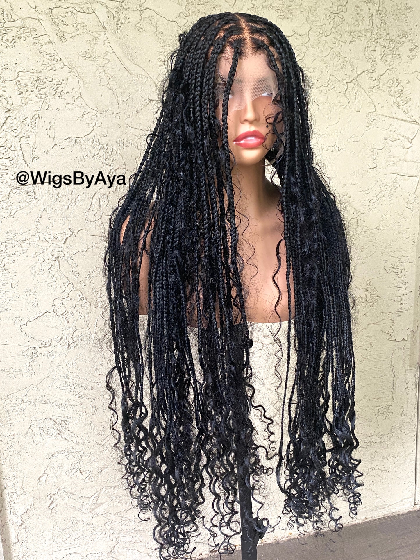 Full lace Human Hair Boho Braided Wig.