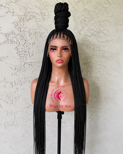 30” inches Full Kace Knotless Braided wig. Made with Full Lace Human Hair.