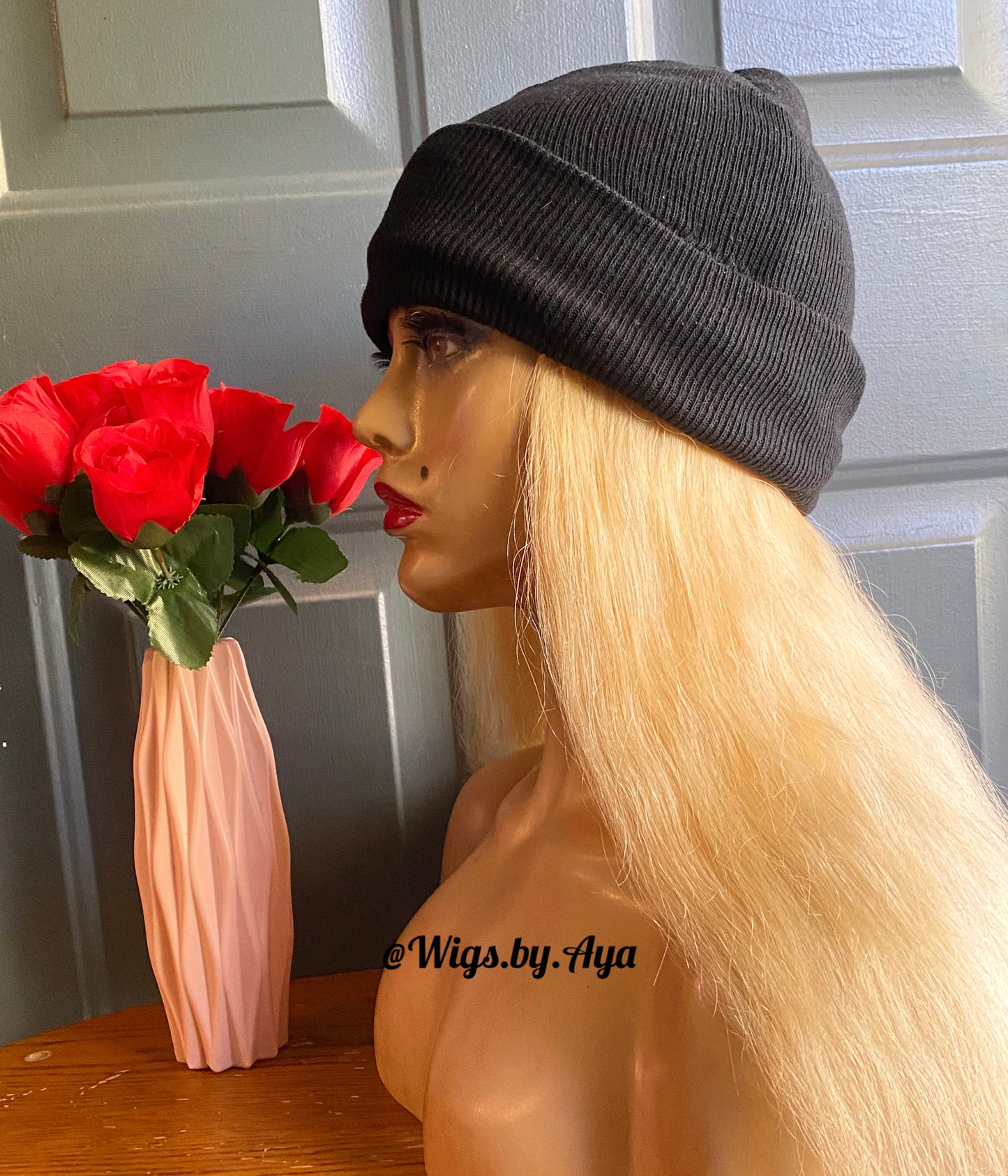 Beanie Hat soft human hair wig.