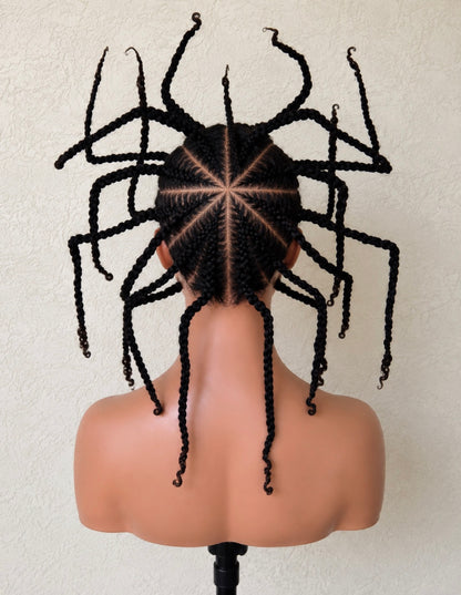 African-Inspired Sculptural Tribal Twists Braids Full Lace Human Hair Wig | Handmade Wearable Hair Art for Film, Fashion Shoots, Stage & Performance.