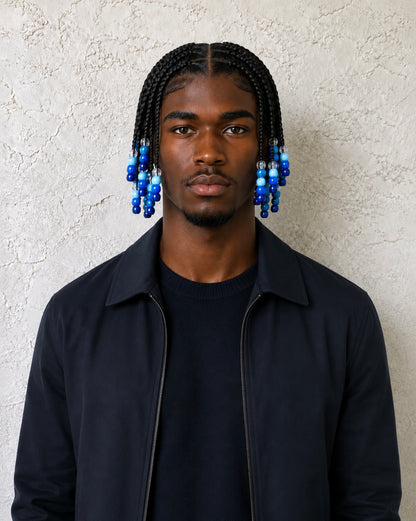 Men’s Full Lace Human Hair Braided Wig with Beads.
