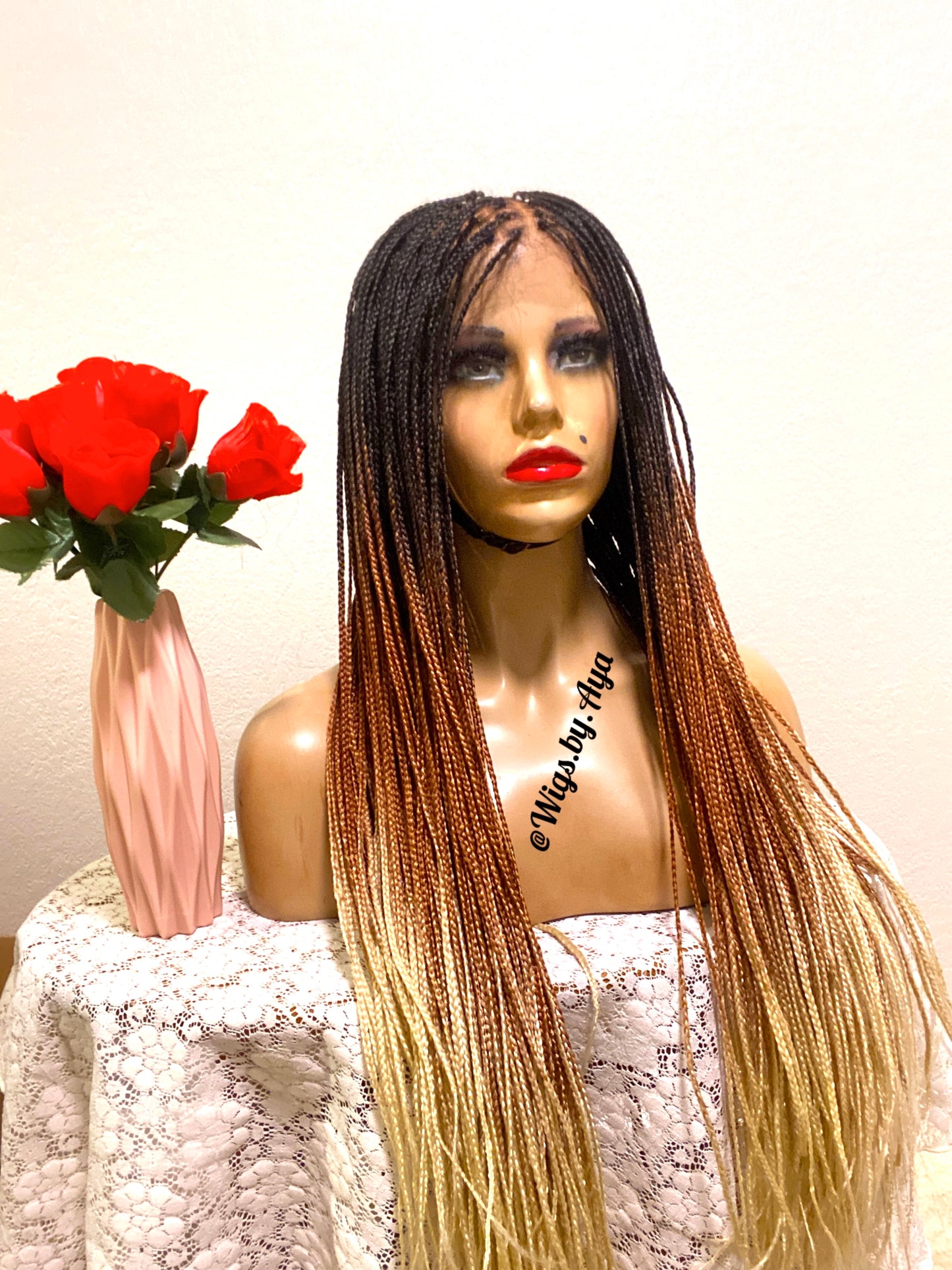 Full lace 3-tone small knotless braided wig.