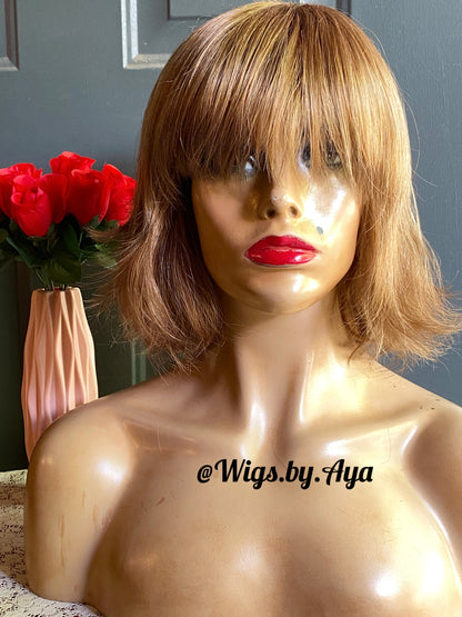 Short Bob human hair wig.