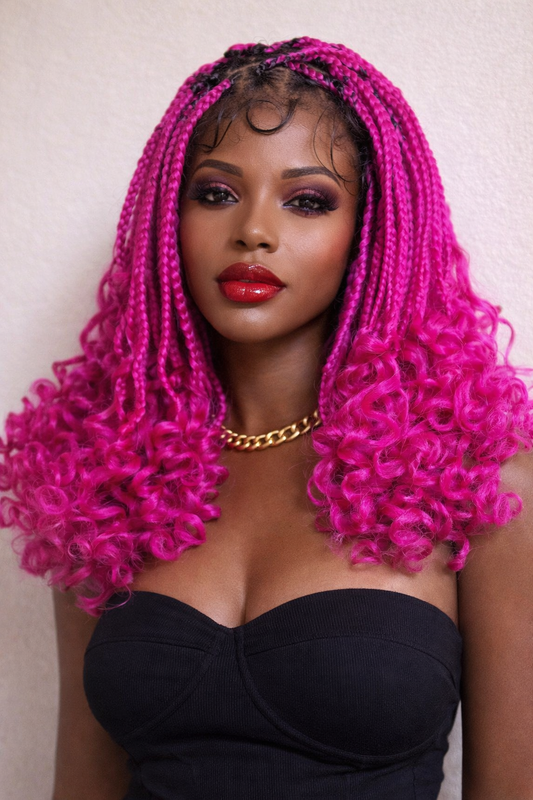 Frontal curly braided wig.