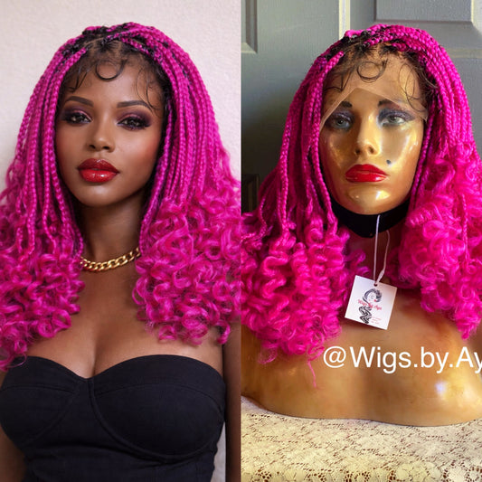 Frontal curly braided wig.
