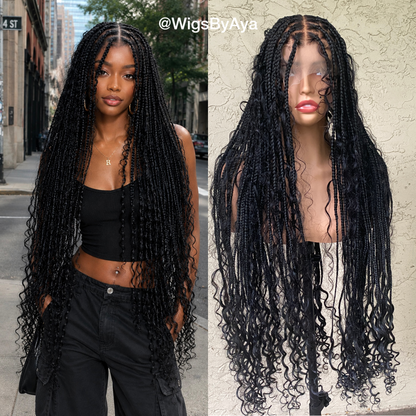 Full lace Human Hair Boho Braided Wig.
