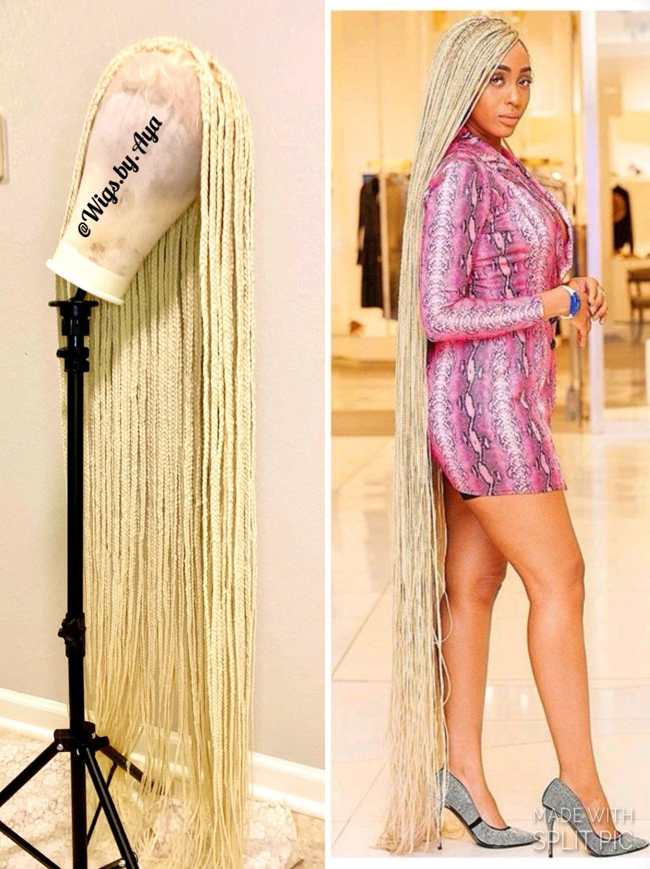 50" inches Full Lace knotless braided wig.