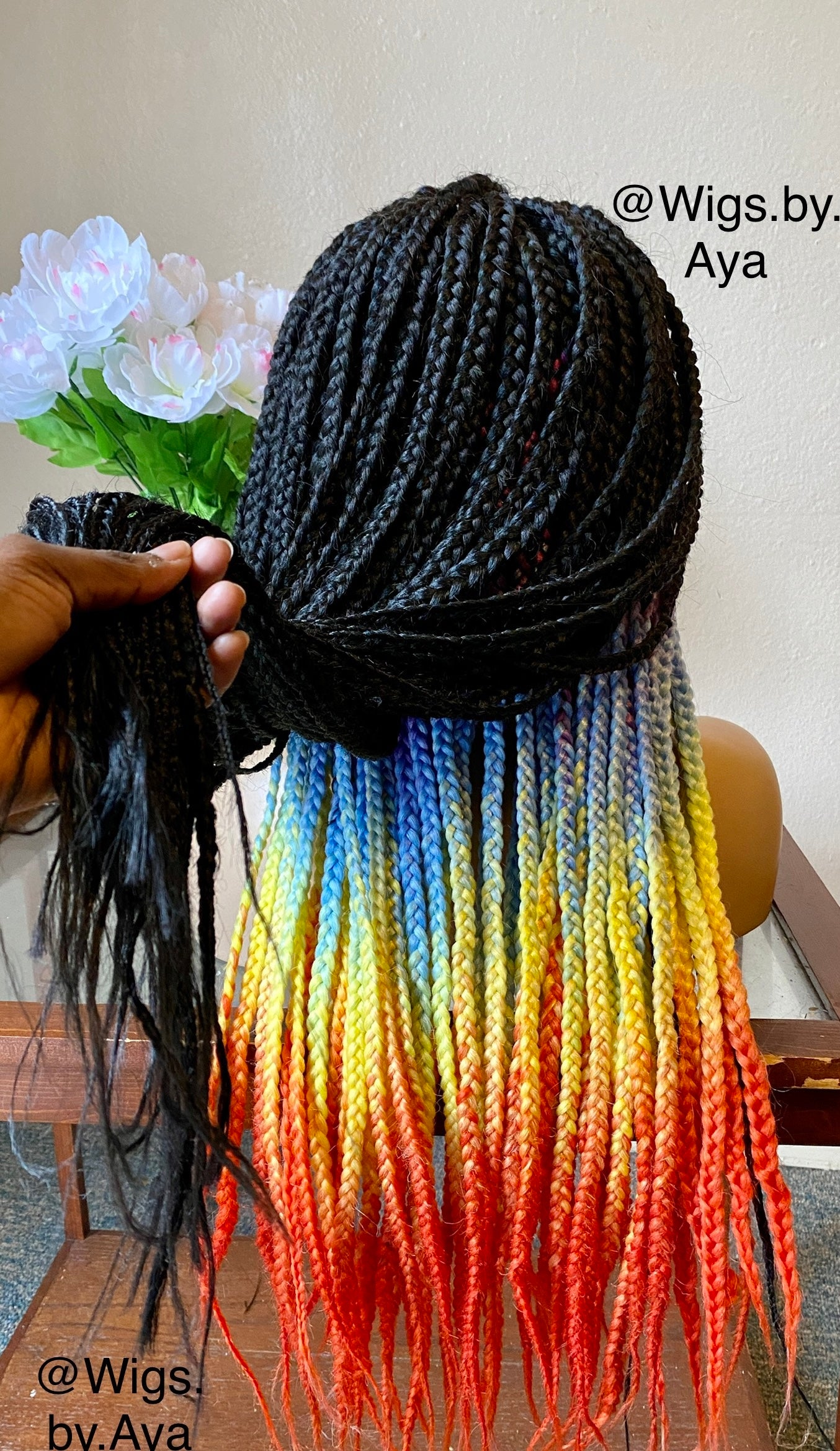 Full lace multicolor braided wig.