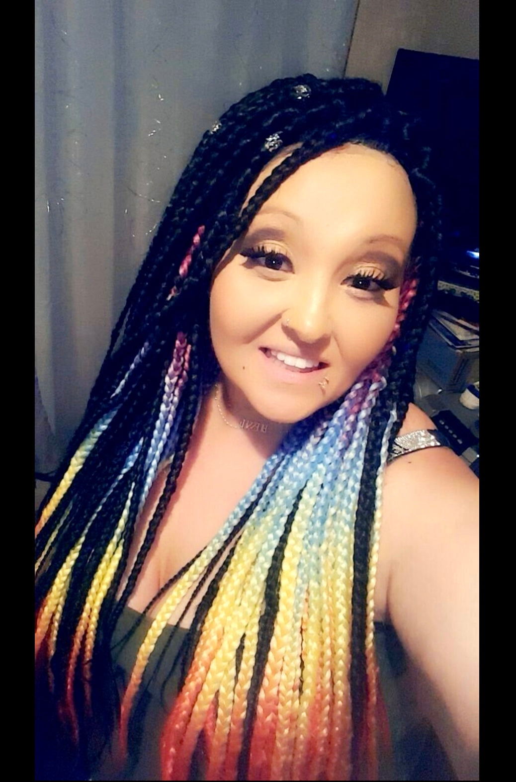 Full lace multicolor braided wig.