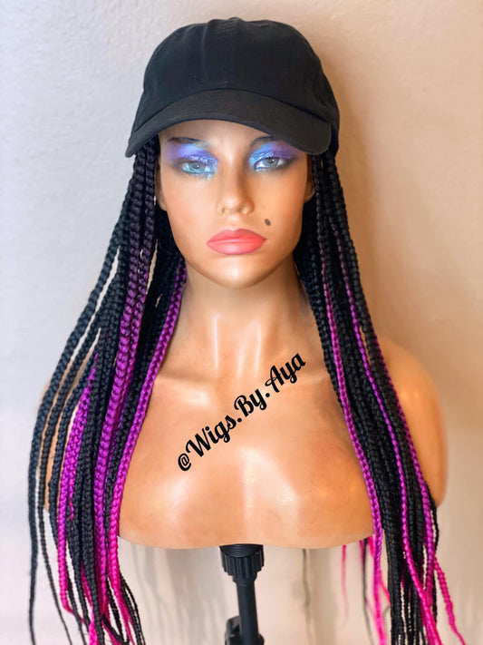 Hat braided wig.