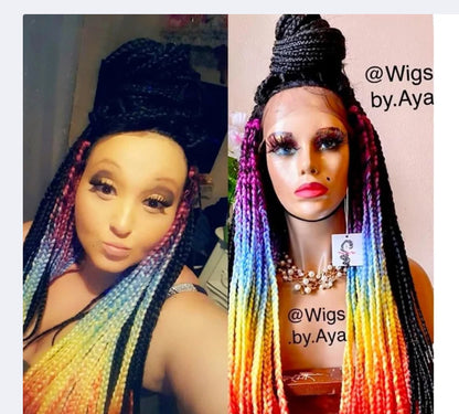 Full lace multicolor braided wig.