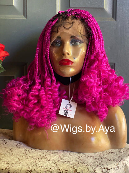 Frontal curly braided wig.