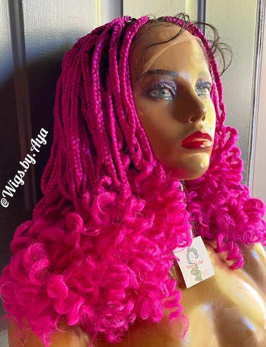 Frontal curly braided wig.