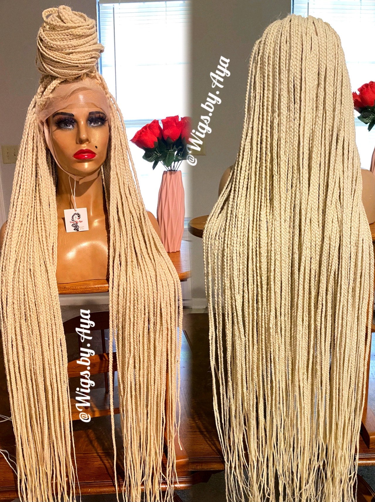 50" inches Full Lace knotless braided wig.