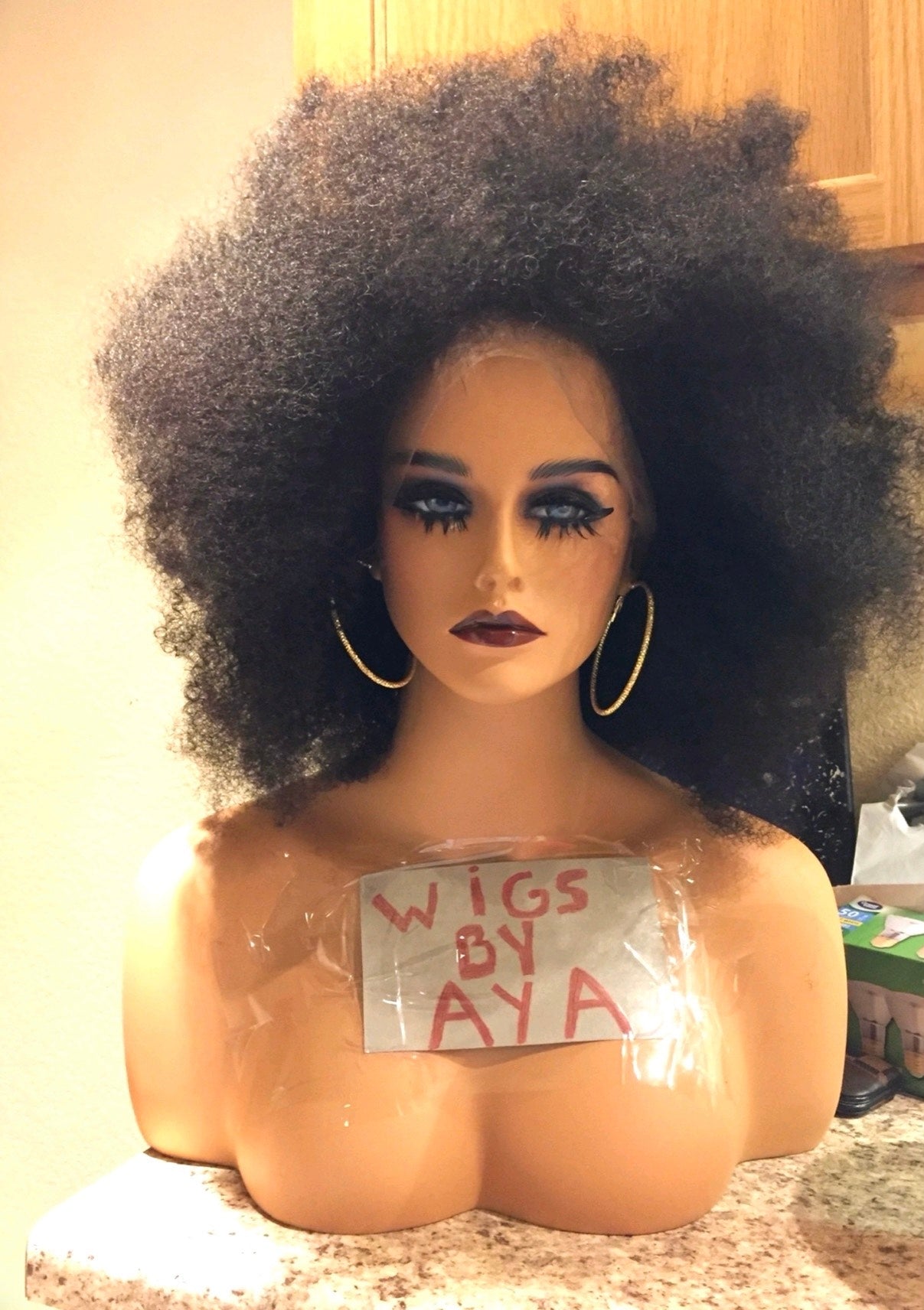 Mongolian Afro Human hair wig.