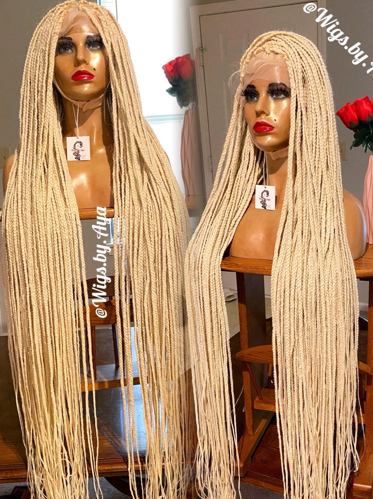 50" inches Full Lace knotless braided wig.