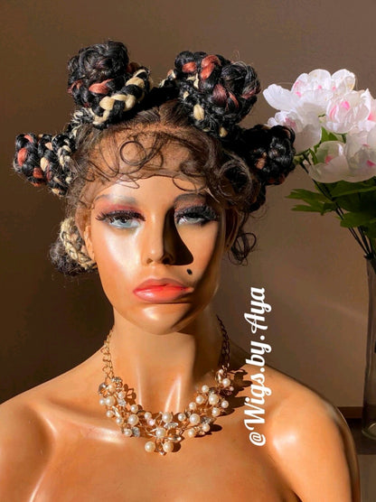 Full lace Bantu Knots braided wig.
