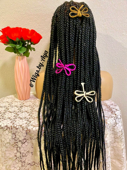 Full lace braided wig with 3D butterfly.