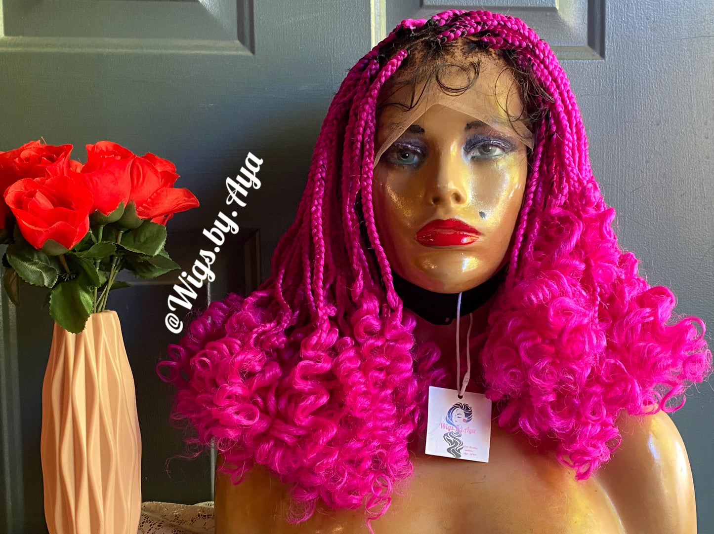 Frontal curly braided wig.