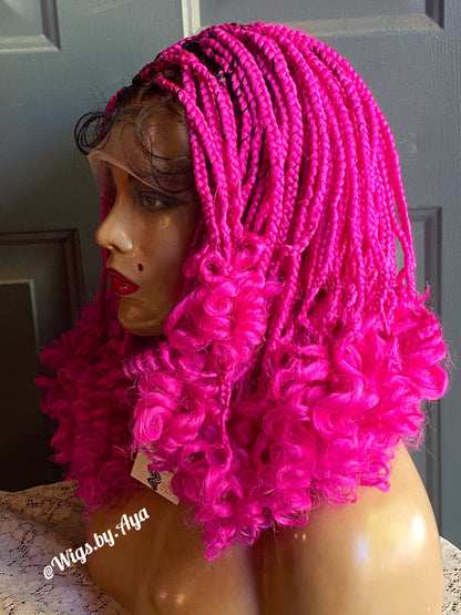 Frontal curly braided wig.