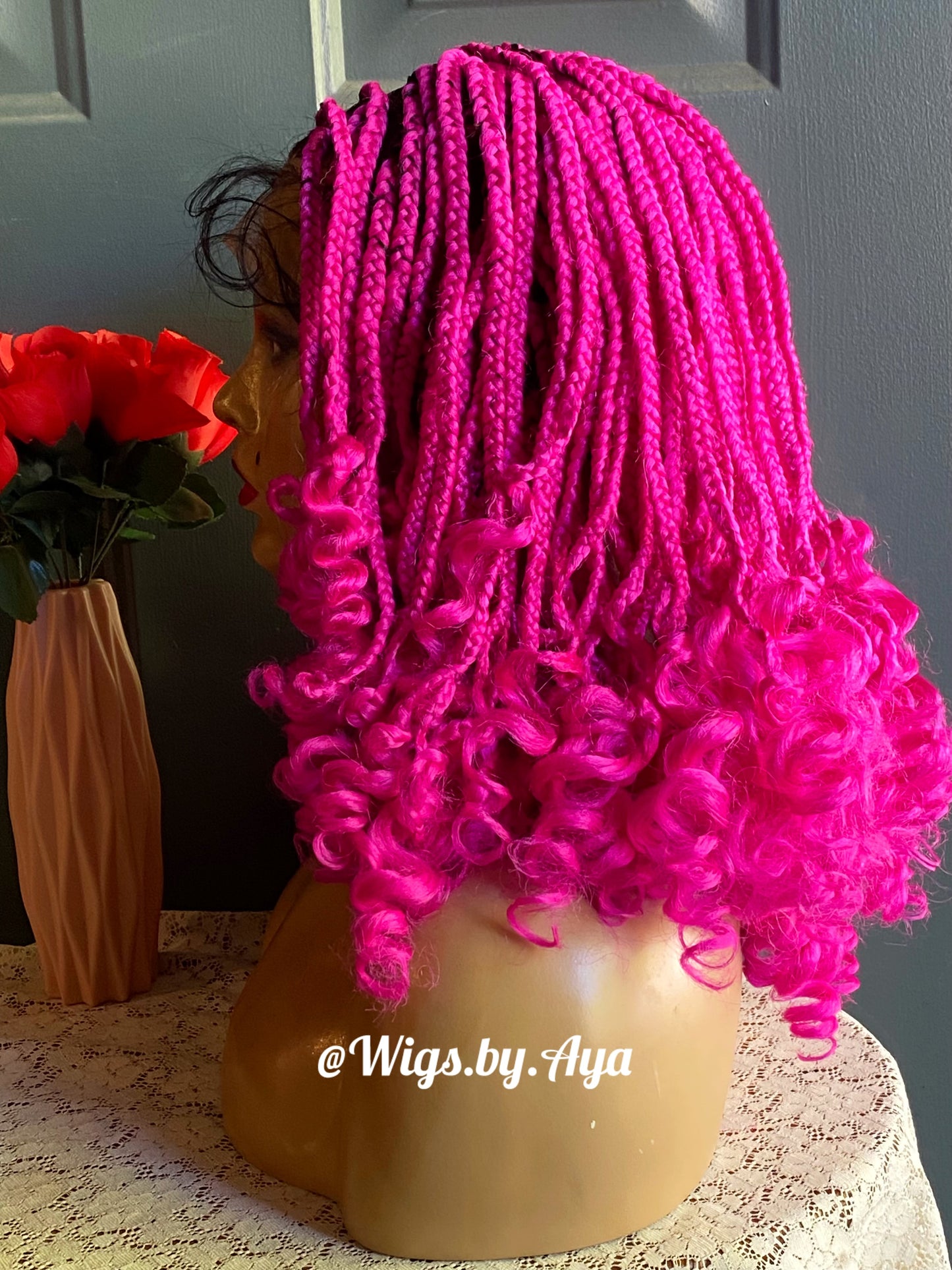 Frontal curly braided wig.