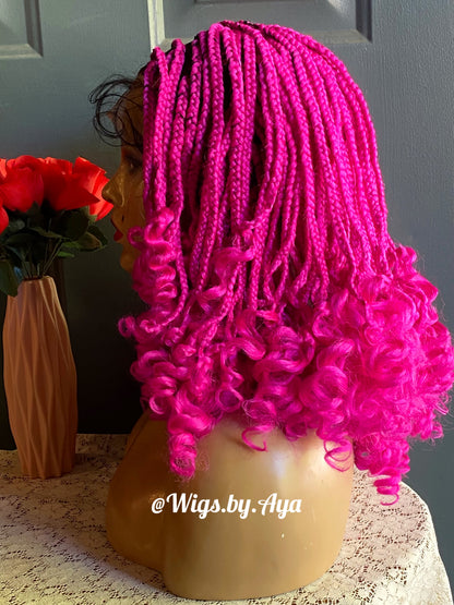 Frontal curly braided wig.