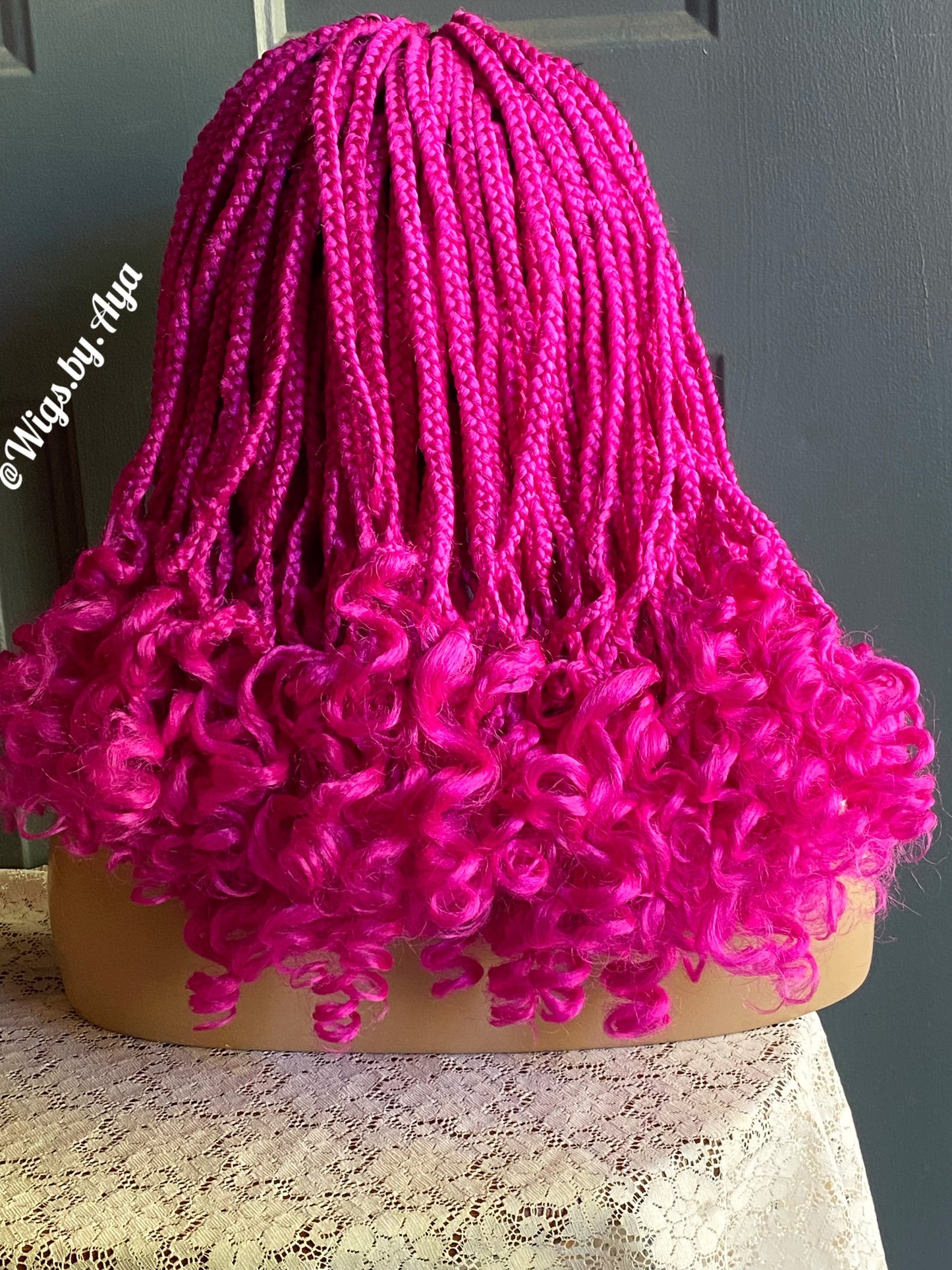 Frontal curly braided wig.