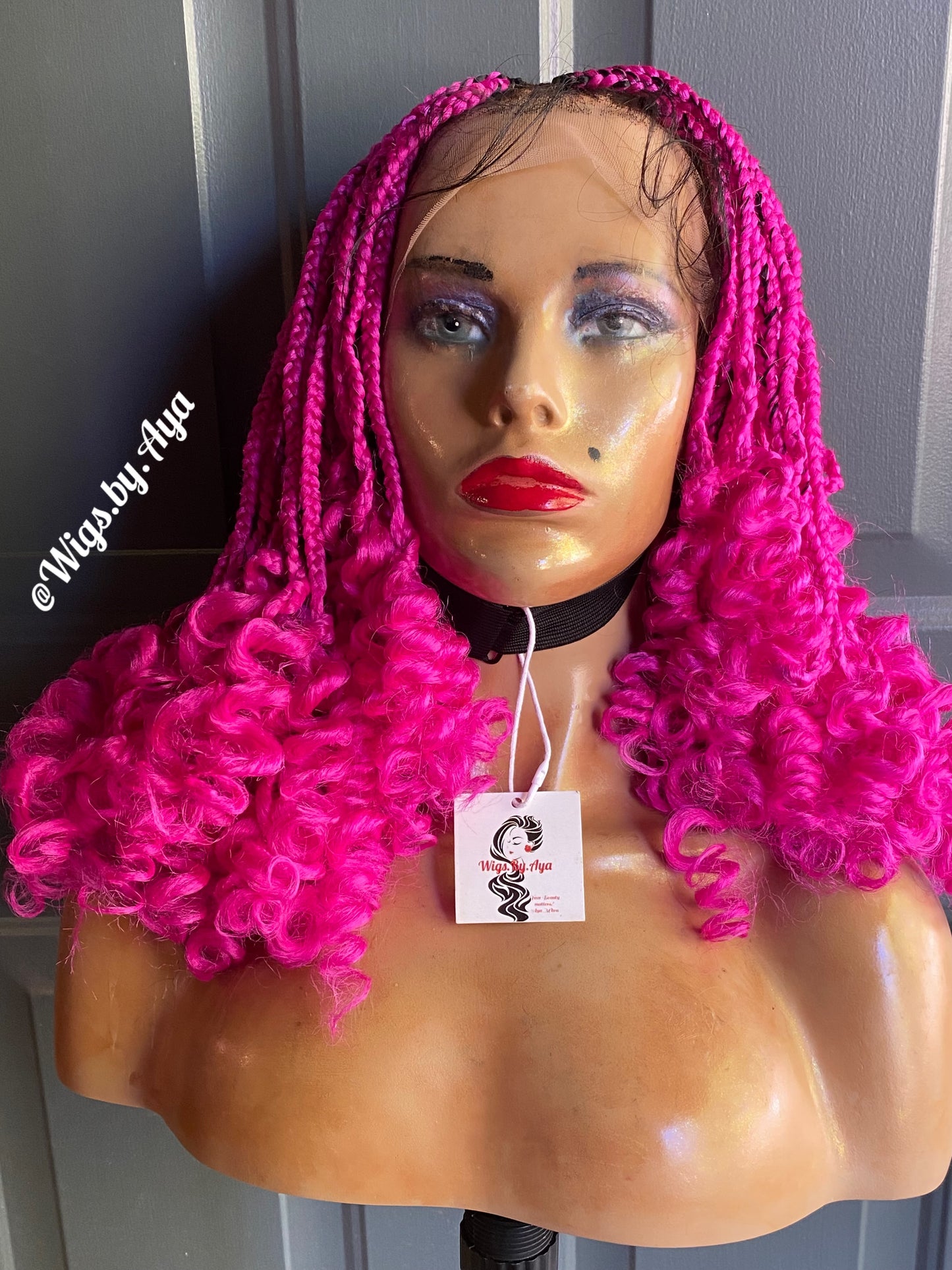 Frontal curly braided wig.