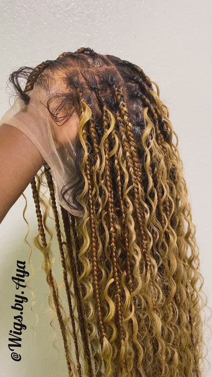 40” inches full lace human hair boho braided wig.