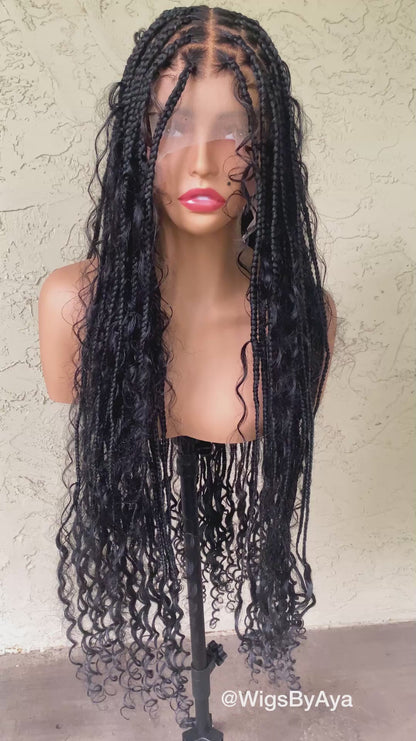 Full lace Human Hair Boho Braided Wig.